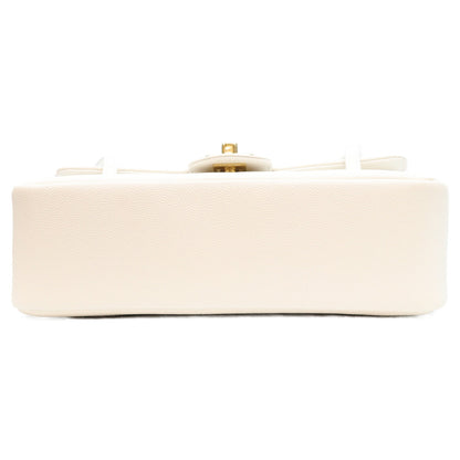 CHANEL シャネル AS6130 白 キャビア G金具 プレッピーココ スモール フラップ ハンドバッグ ショルダーバッグ