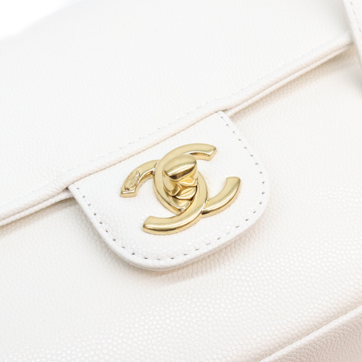 CHANEL シャネル AS6130 白 キャビア G金具 プレッピーココ スモール フラップ ハンドバッグ ショルダーバッグ