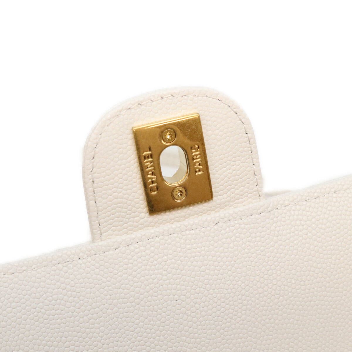 CHANEL シャネル AS6130 白 キャビア G金具 プレッピーココ スモール フラップ ハンドバッグ ショルダーバッグ