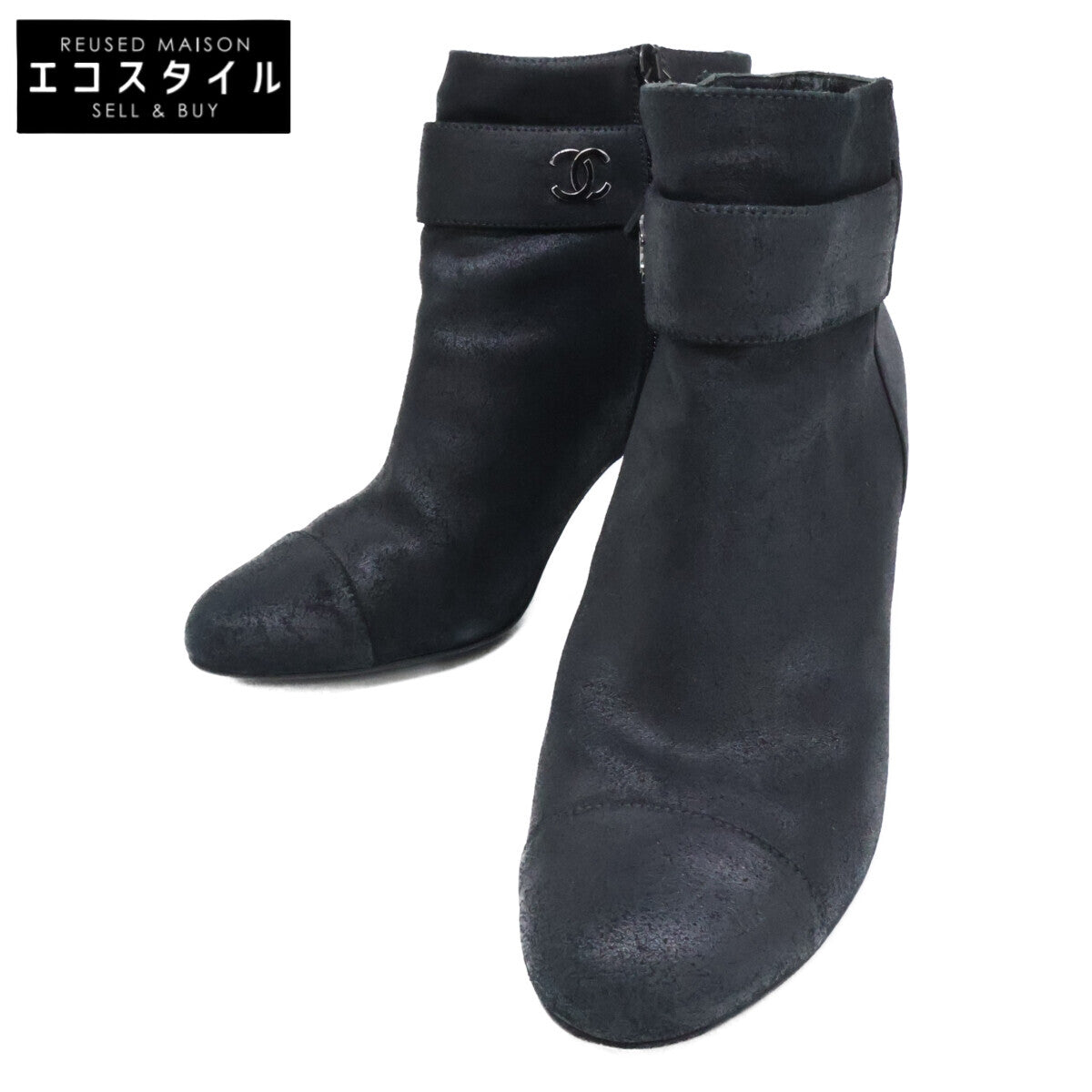 CHANEL シャネル G27906 ココマーク サイドジップ ショートブーツ シューズ