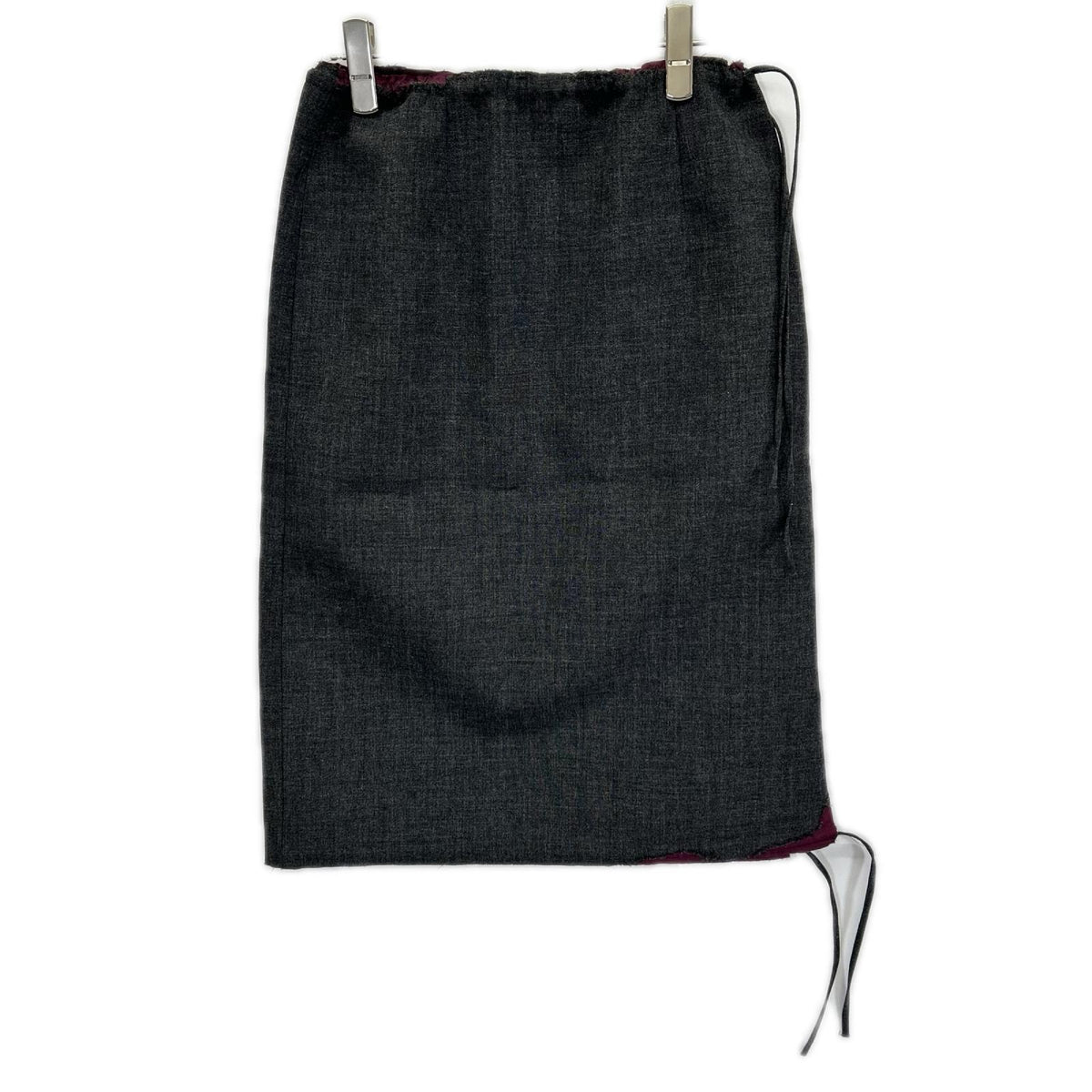 PRADA プラダ 26SS P10D7 グレー×ボルドー ドローストリング スカート スカート