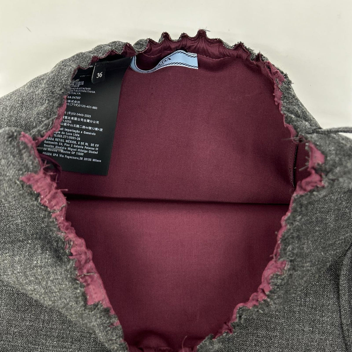 PRADA プラダ 26SS P10D7 グレー×ボルドー ドローストリング スカート スカート