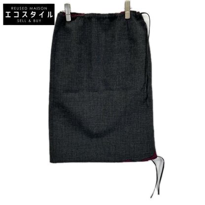 PRADA プラダ 26SS P10D7 グレー×ボルドー ドローストリング スカート スカート