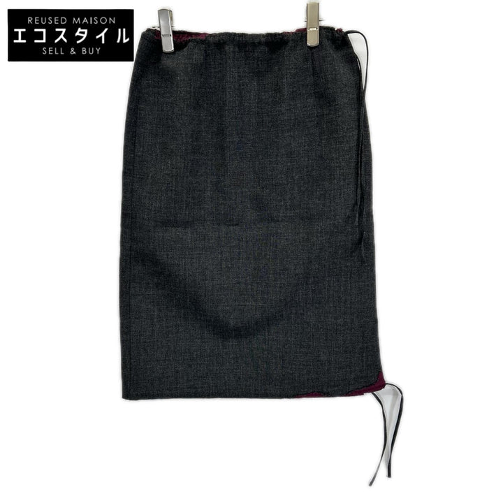 PRADA プラダ 26SS P10D7 グレー×ボルドー ドローストリング スカート スカート