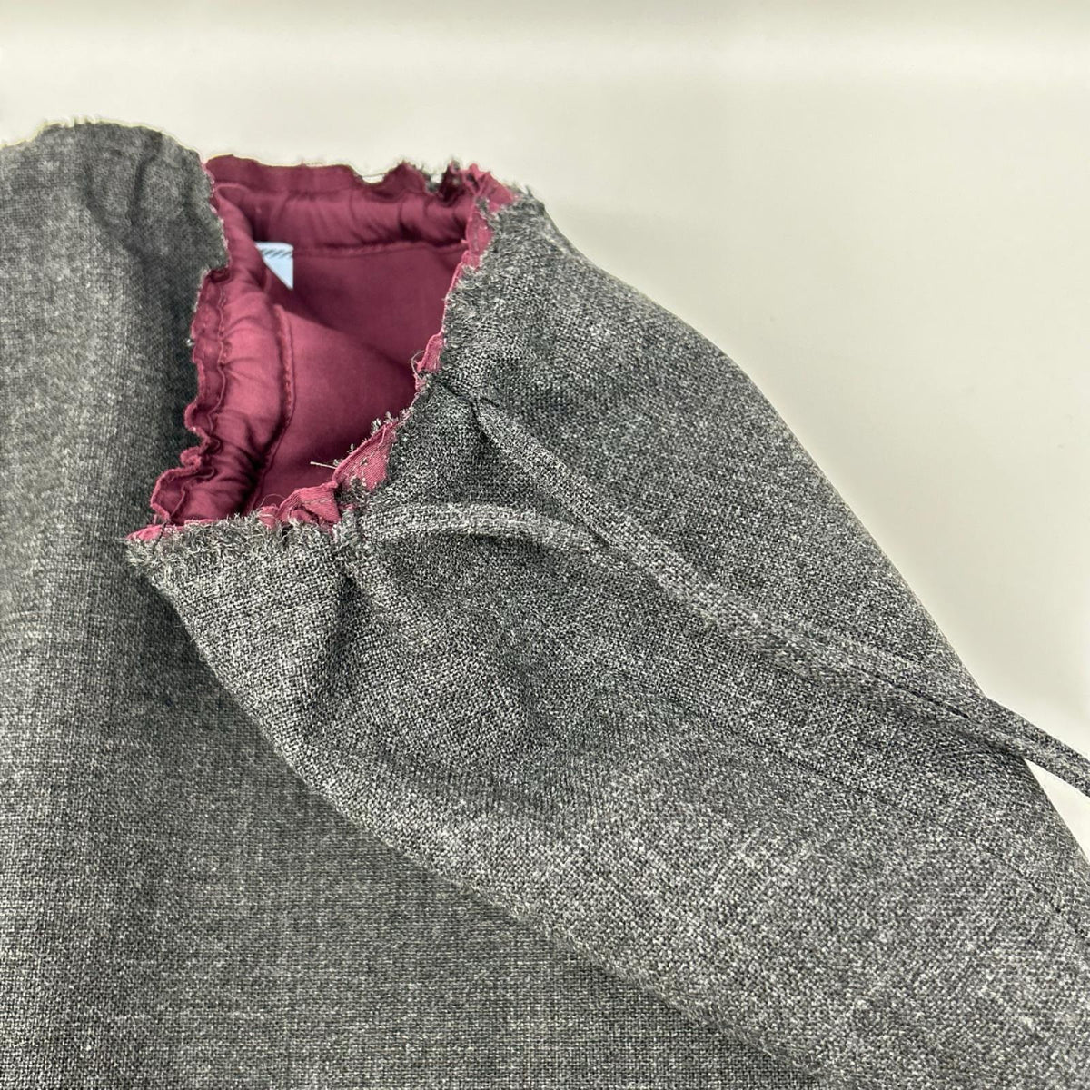 PRADA プラダ 26SS P10D7 グレー×ボルドー ドローストリング スカート スカート