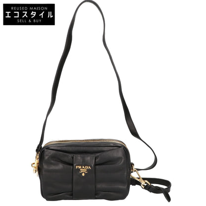 PRADA プラダ 美品 BP0166 ナッパレザー リボンモチーフ ミニ ショルダーバッグ