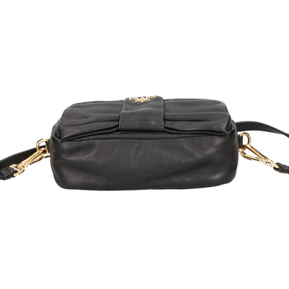 PRADA プラダ 美品 BP0166 ナッパレザー リボンモチーフ ミニ ショルダーバッグ