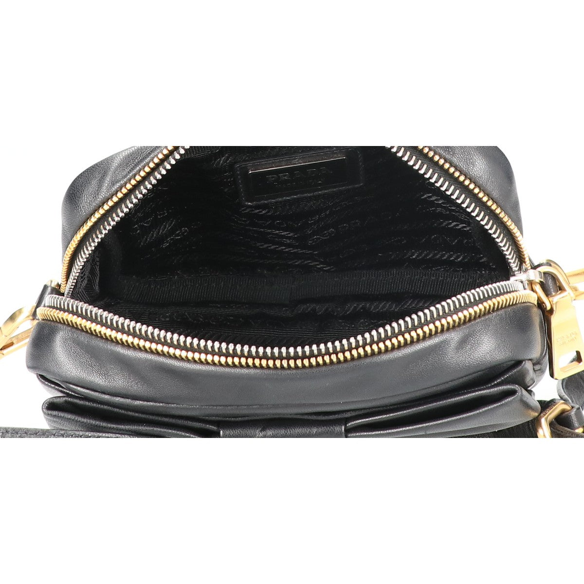 PRADA プラダ 美品 BP0166 ナッパレザー リボンモチーフ ミニ ショルダーバッグ