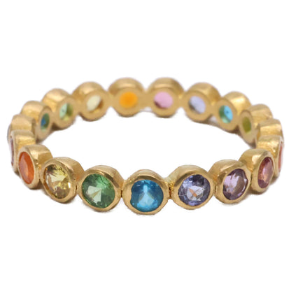 Marie-Helene de Taillac マリーエレーヌドゥタイヤック 22K 0.66ct レインボーマルチカラーストーン ボリウッド バンド フルエタニティ リング 指輪
