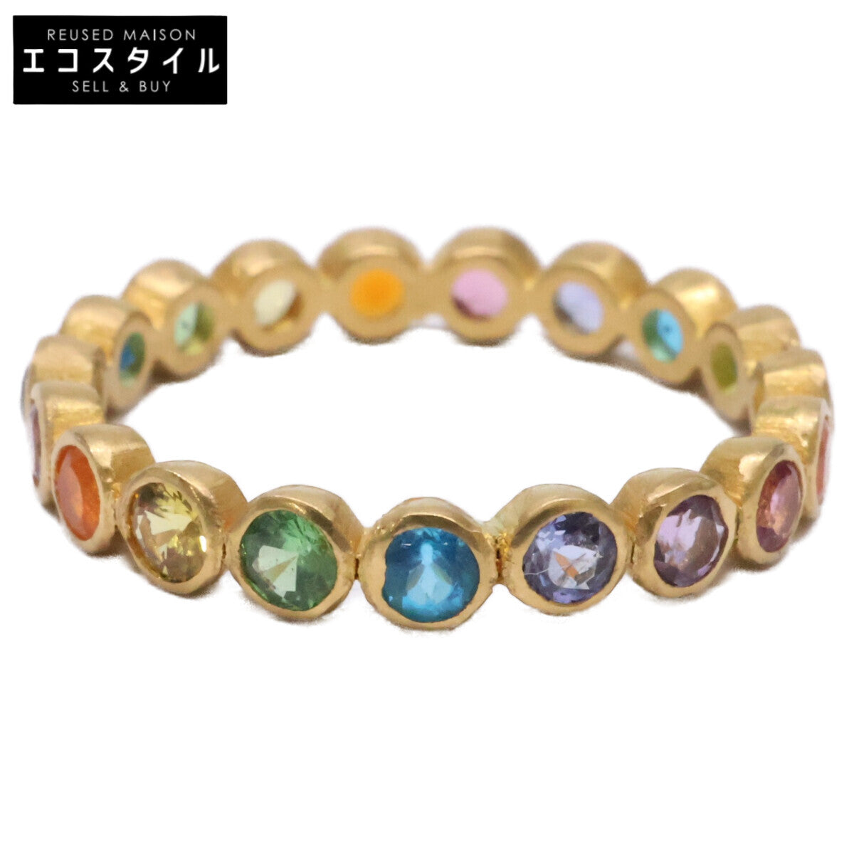 Marie-Helene de Taillac マリーエレーヌドゥタイヤック 22K 0.66ct レインボーマルチカラーストーン ボリウッド バンド フルエタニティ リング 指輪