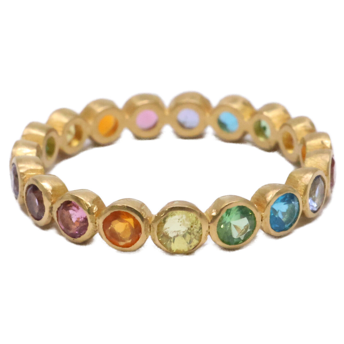 Marie-Helene de Taillac マリーエレーヌドゥタイヤック 22K 0.66ct レインボーマルチカラーストーン ボリウッド バンド フルエタニティ リング 指輪