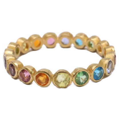 Marie-Helene de Taillac マリーエレーヌドゥタイヤック 22K 0.66ct レインボーマルチカラーストーン ボリウッド バンド フルエタニティ リング 指輪