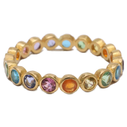 Marie-Helene de Taillac マリーエレーヌドゥタイヤック 22K 0.66ct レインボーマルチカラーストーン ボリウッド バンド フルエタニティ リング 指輪
