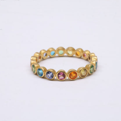 Marie-Helene de Taillac マリーエレーヌドゥタイヤック 22K 0.66ct レインボーマルチカラーストーン ボリウッド バンド フルエタニティ リング 指輪