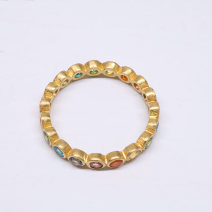 Marie-Helene de Taillac マリーエレーヌドゥタイヤック 22K 0.66ct レインボーマルチカラーストーン ボリウッド バンド フルエタニティ リング 指輪