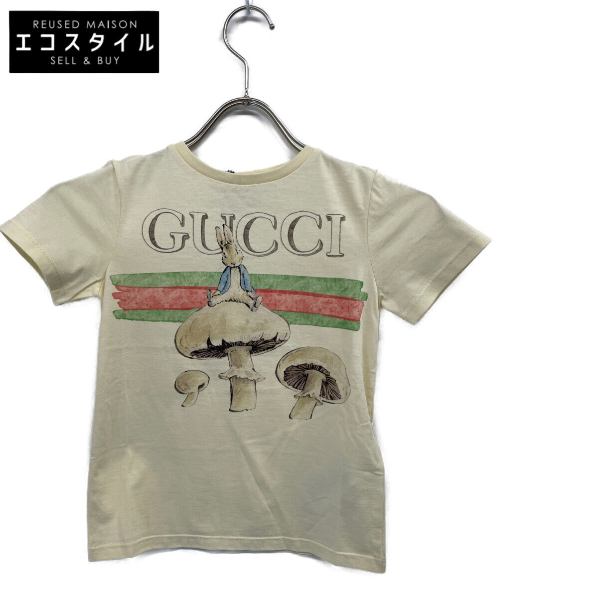 GUCCI 古驰 XJF6A 米色 彼得兔印花T恤 上衣