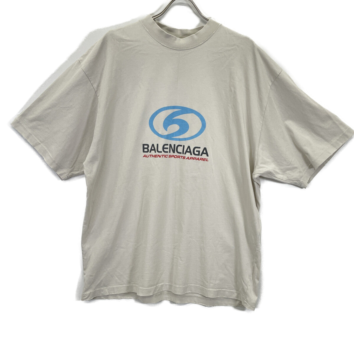 BALENCIAGA 764235 Ivory Vintage-processed 24SS SURFER MEDIUM FIT TEE Top