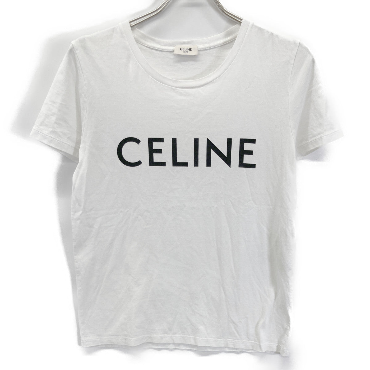 CELINE 思琳 白色棉质徽标印花T恤上衣