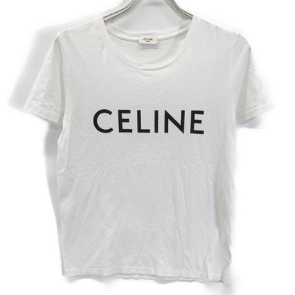 CELINE 思琳 白色棉质徽标印花T恤上衣