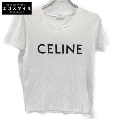 CELINE 思琳 白色棉质徽标印花T恤上衣