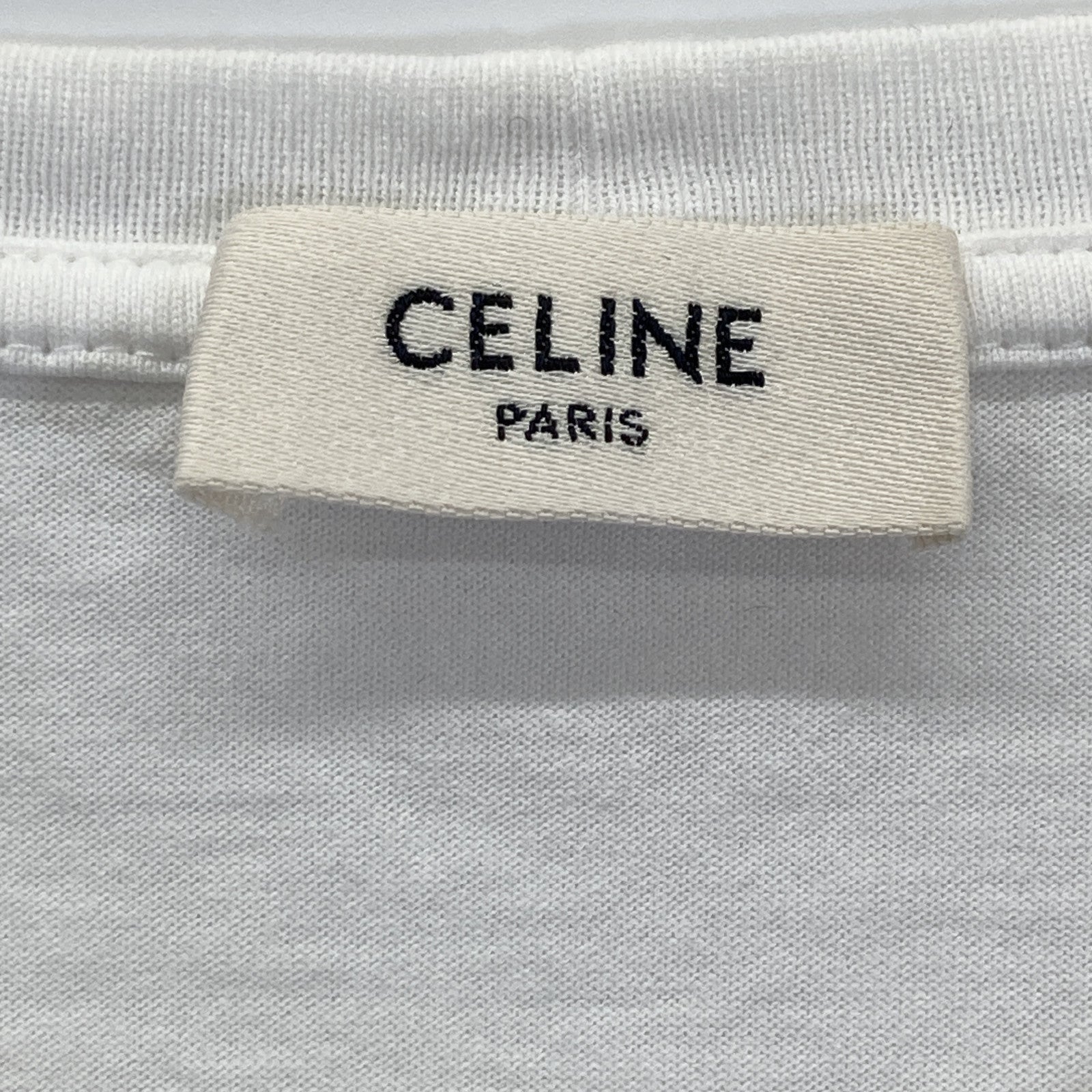 CELINE 思琳 白色棉质徽标印花T恤上衣