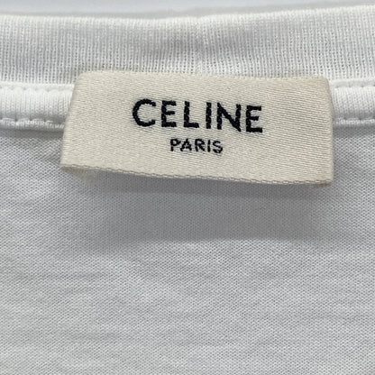 CELINE 思琳 白色棉质徽标印花T恤上衣