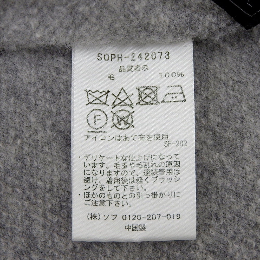 WOOL FLEECE ZIP UP HOODIE 羊毛抓绒拉链连帽衫 男士 灰色 L SOPH-242073 上衣 L 男士