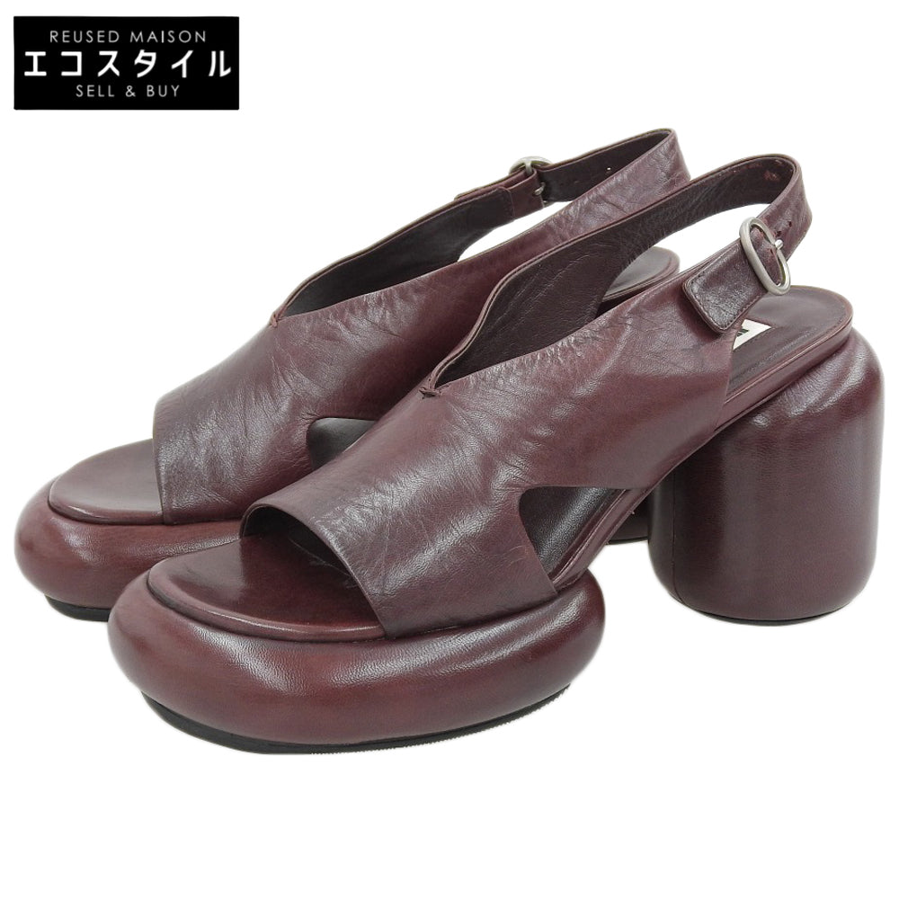 JIL SANDER 极简女王 勃艮第色 皮革凉鞋 女士 37 JS38037A 22SS 鞋履