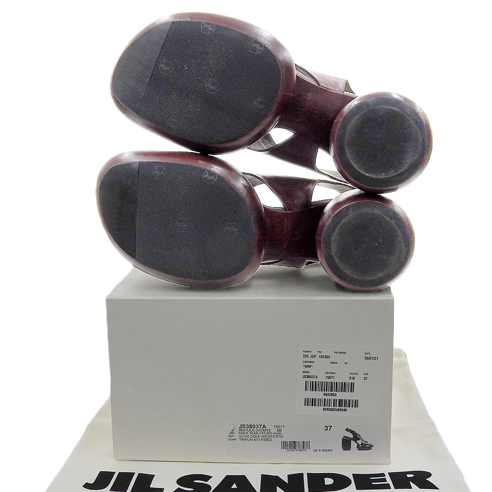 JIL SANDER 极简女王 勃艮第色 皮革凉鞋 女士 37 JS38037A 22SS 鞋履