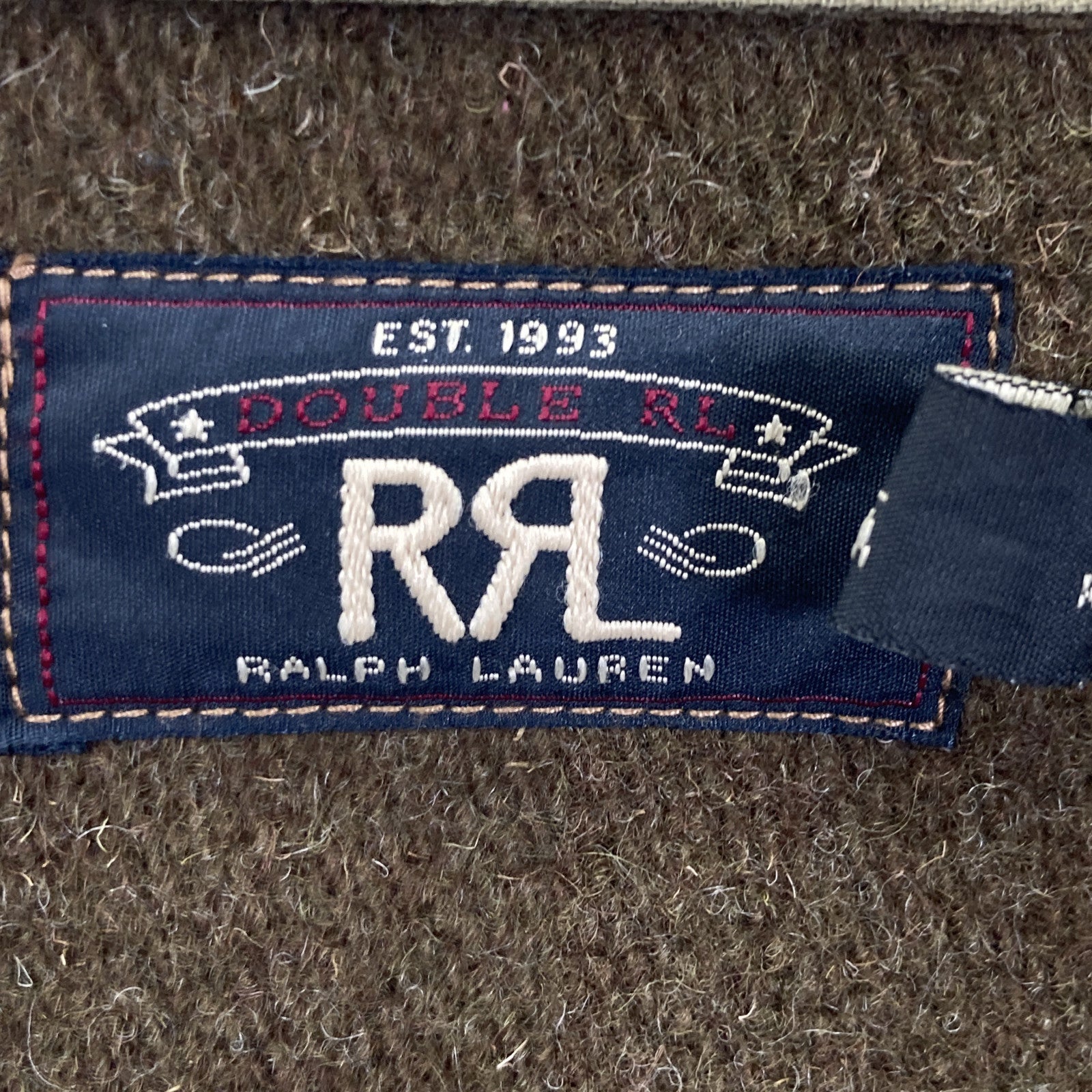 RRL 双RL 卡其色x棕色系 印第安补丁 皮革拼接棒球夹克