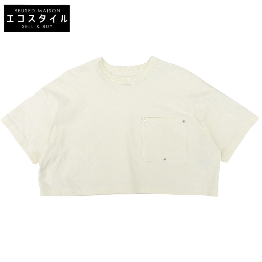 BOTTEGA VENETA ボッテガヴェネタ 美品 Vステッチポケット 半袖 クロップドカットソー トップス レディース アイボリー S 777597 トップス
