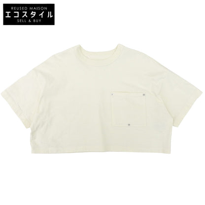 BOTTEGA VENETA ボッテガヴェネタ 美品 Vステッチポケット 半袖 クロップドカットソー トップス レディース アイボリー S 777597 トップス
