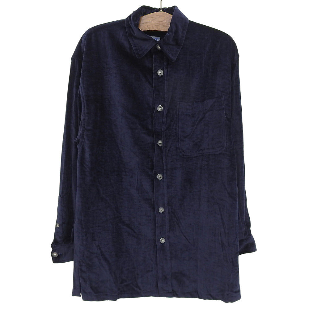 KENZO ケンゾー ベロア ビッグシルエットシャツ トップス メンズ ネイビー L 0991180 トップス