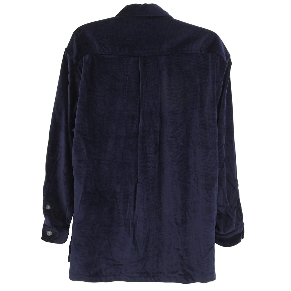 KENZO ケンゾー ベロア ビッグシルエットシャツ トップス メンズ ネイビー L 0991180 トップス