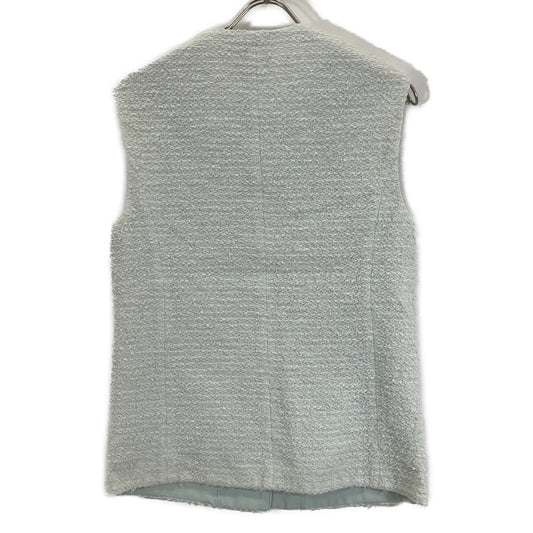 ANAYI Light Blue Pearl Button Tweed Gilet Vest 36 Women's