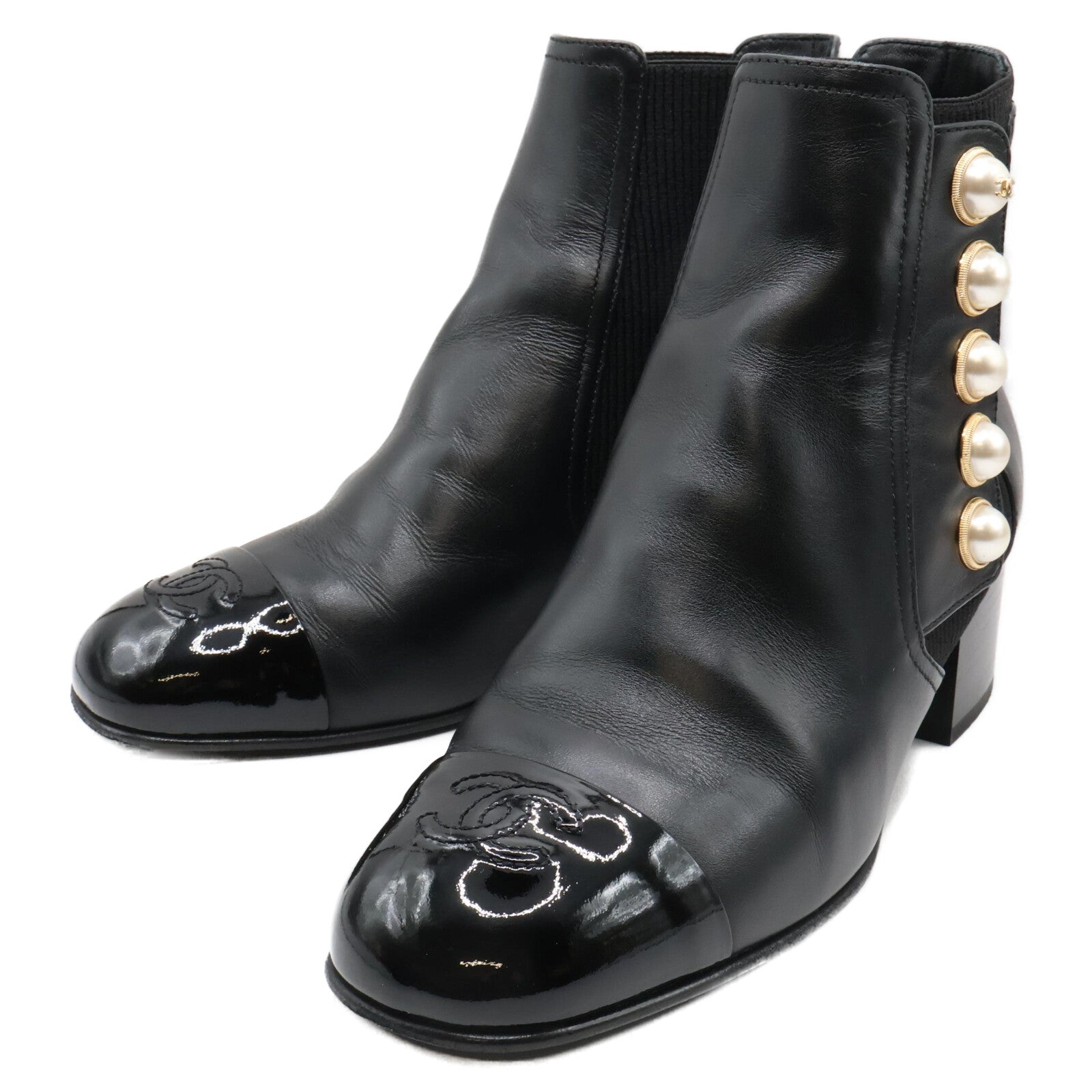 Excellent Condition G46791 Imitation Pearl Chelsea Boots Shoes 37C Ladies