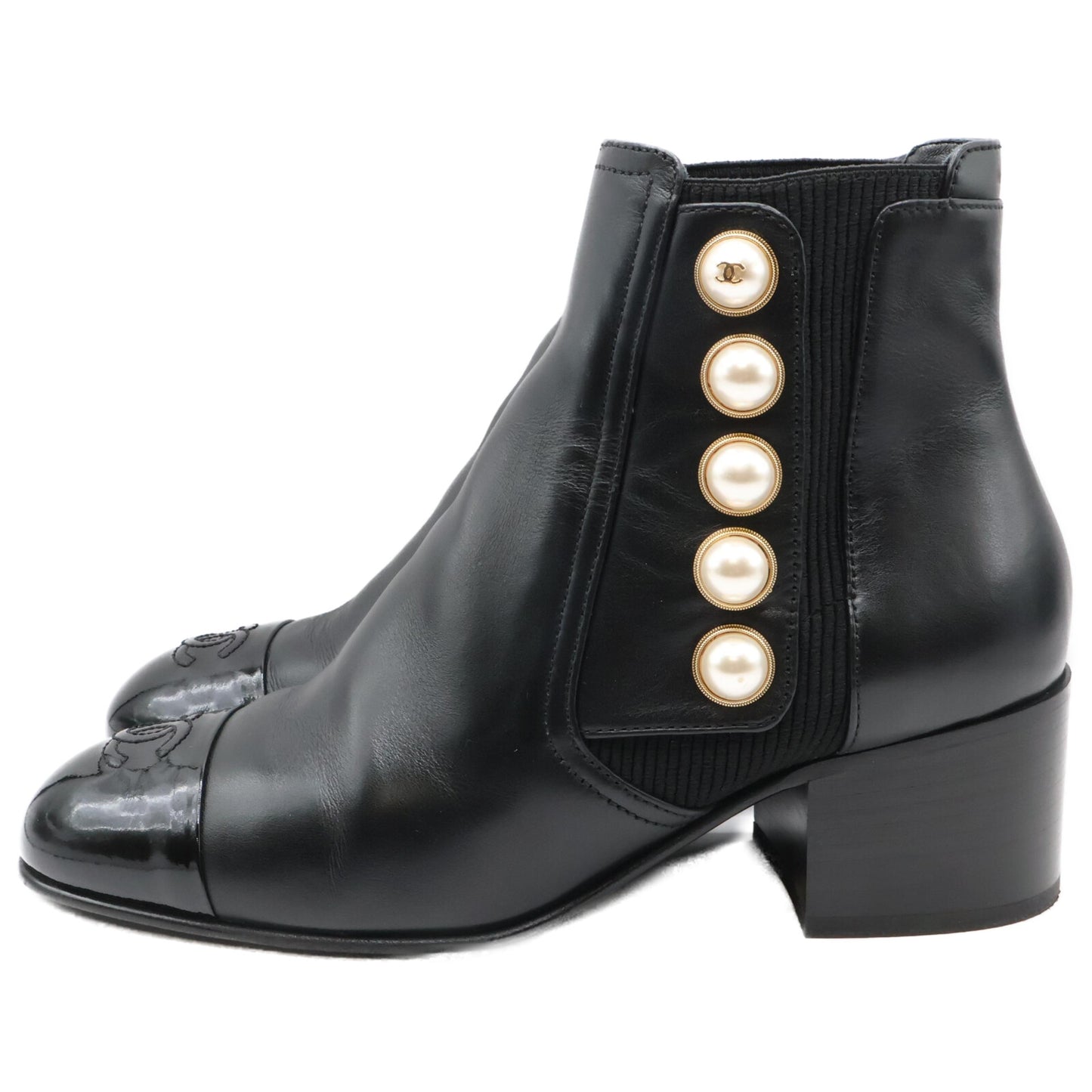 Excellent Condition G46791 Imitation Pearl Chelsea Boots Shoes 37C Ladies