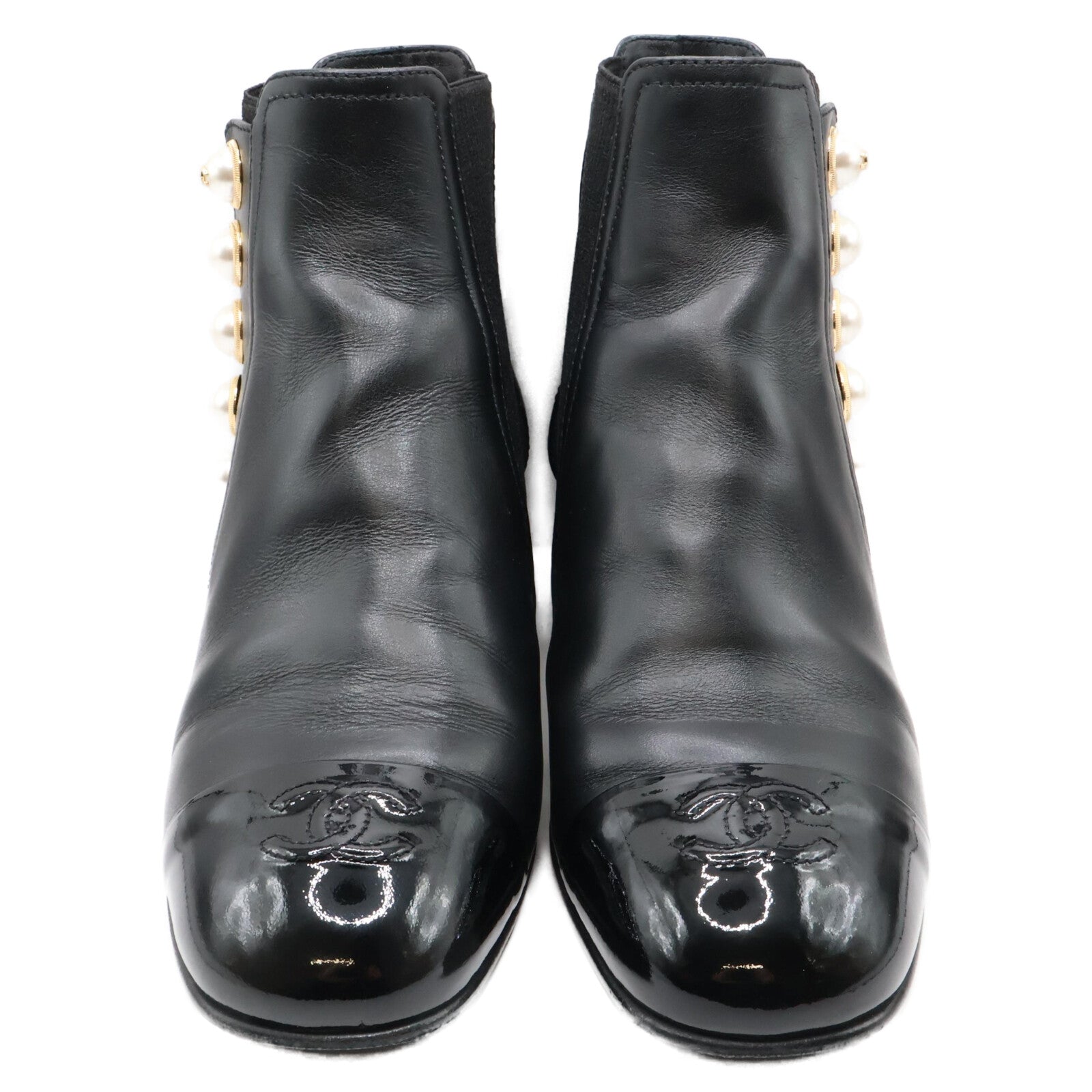 Excellent Condition G46791 Imitation Pearl Chelsea Boots Shoes 37C Ladies