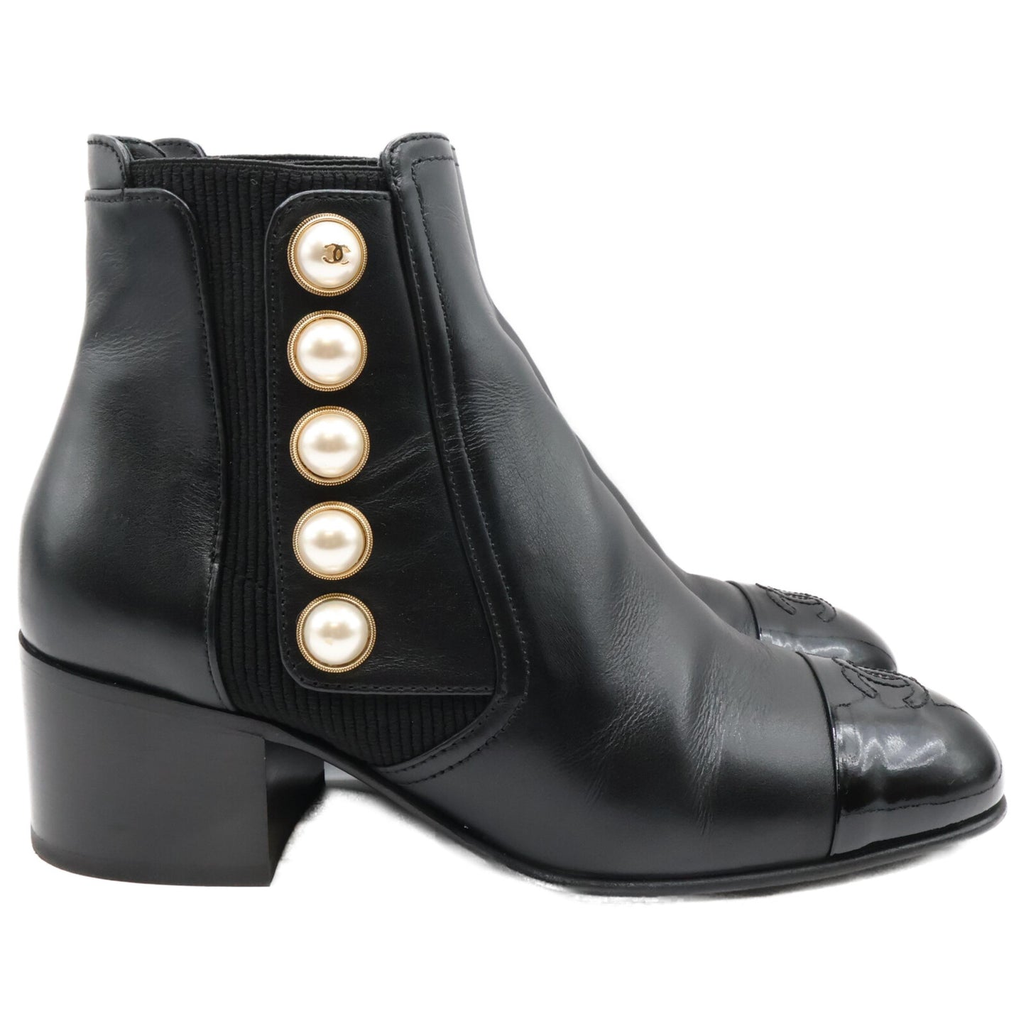 Excellent Condition G46791 Imitation Pearl Chelsea Boots Shoes 37C Ladies