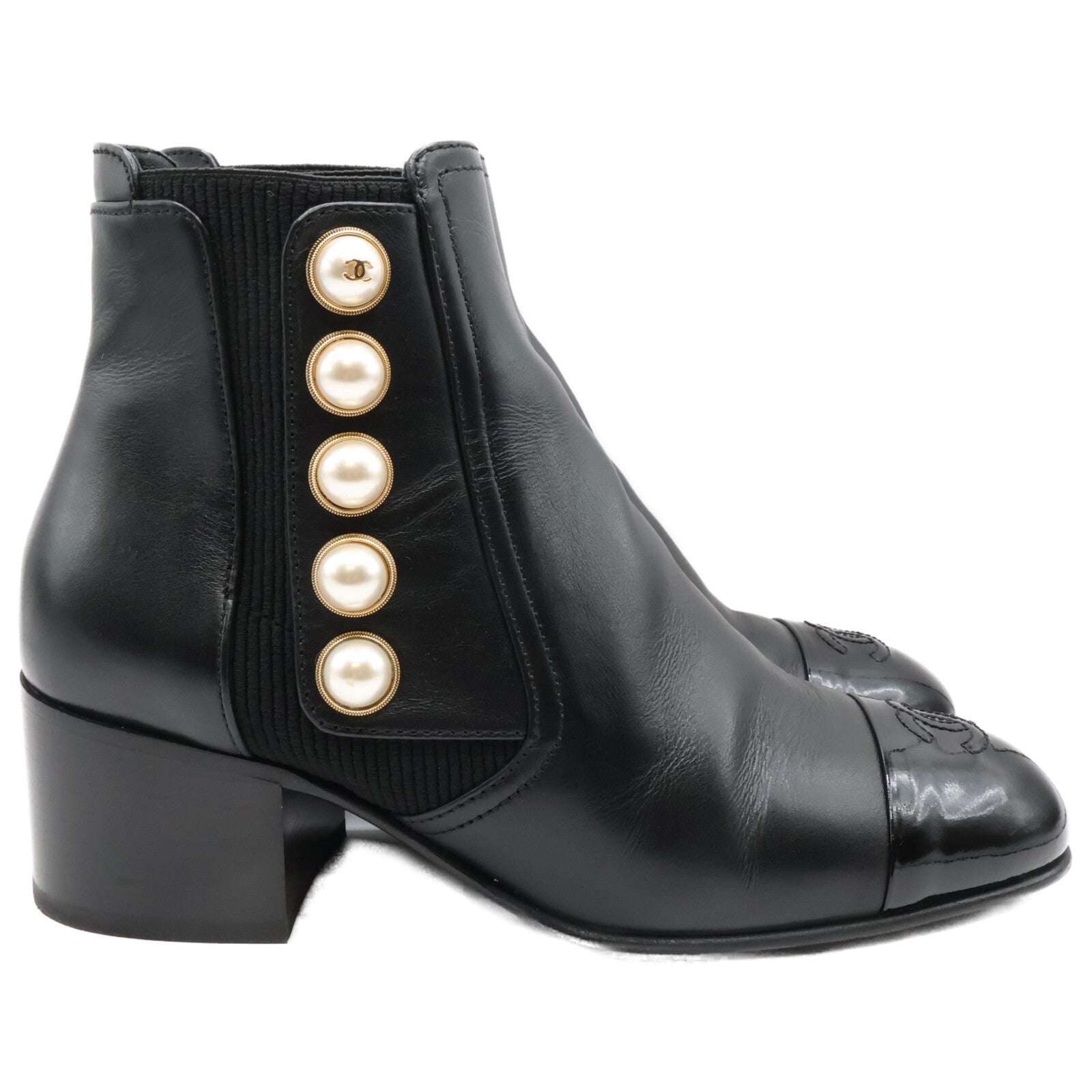 Excellent Condition G46791 Imitation Pearl Chelsea Boots Shoes 37C Ladies