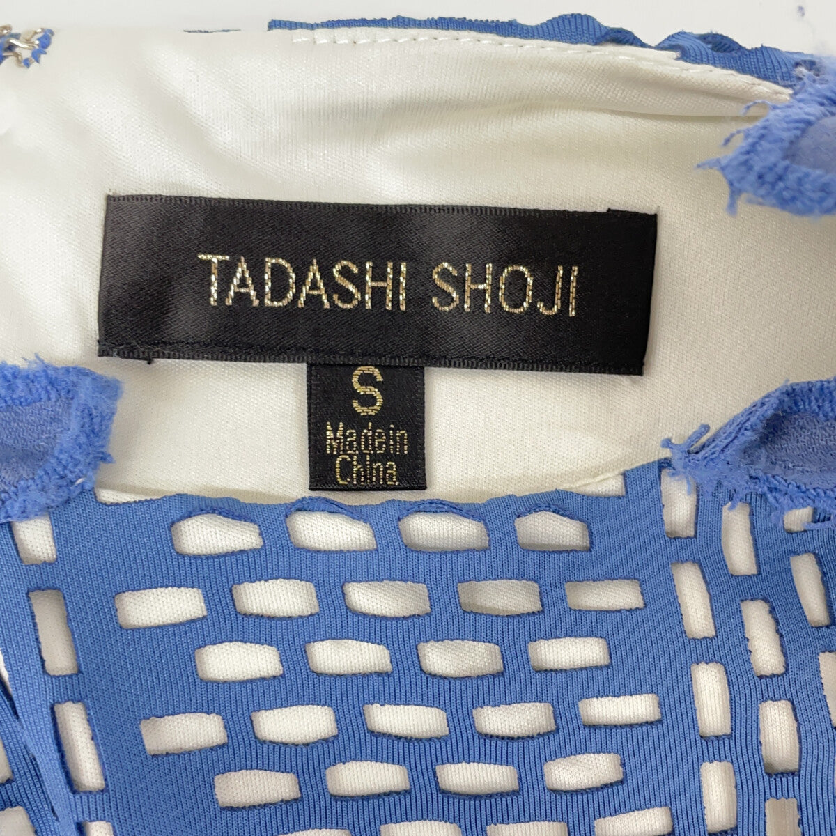 TADASHI SHOJI タダシショージ ブルー ASC16001M メッシュ 花刺繍