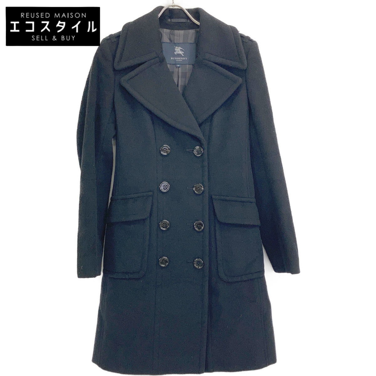 Black FN050-941-09 Angora x Wool Storm Coat Coat 40 Ladies