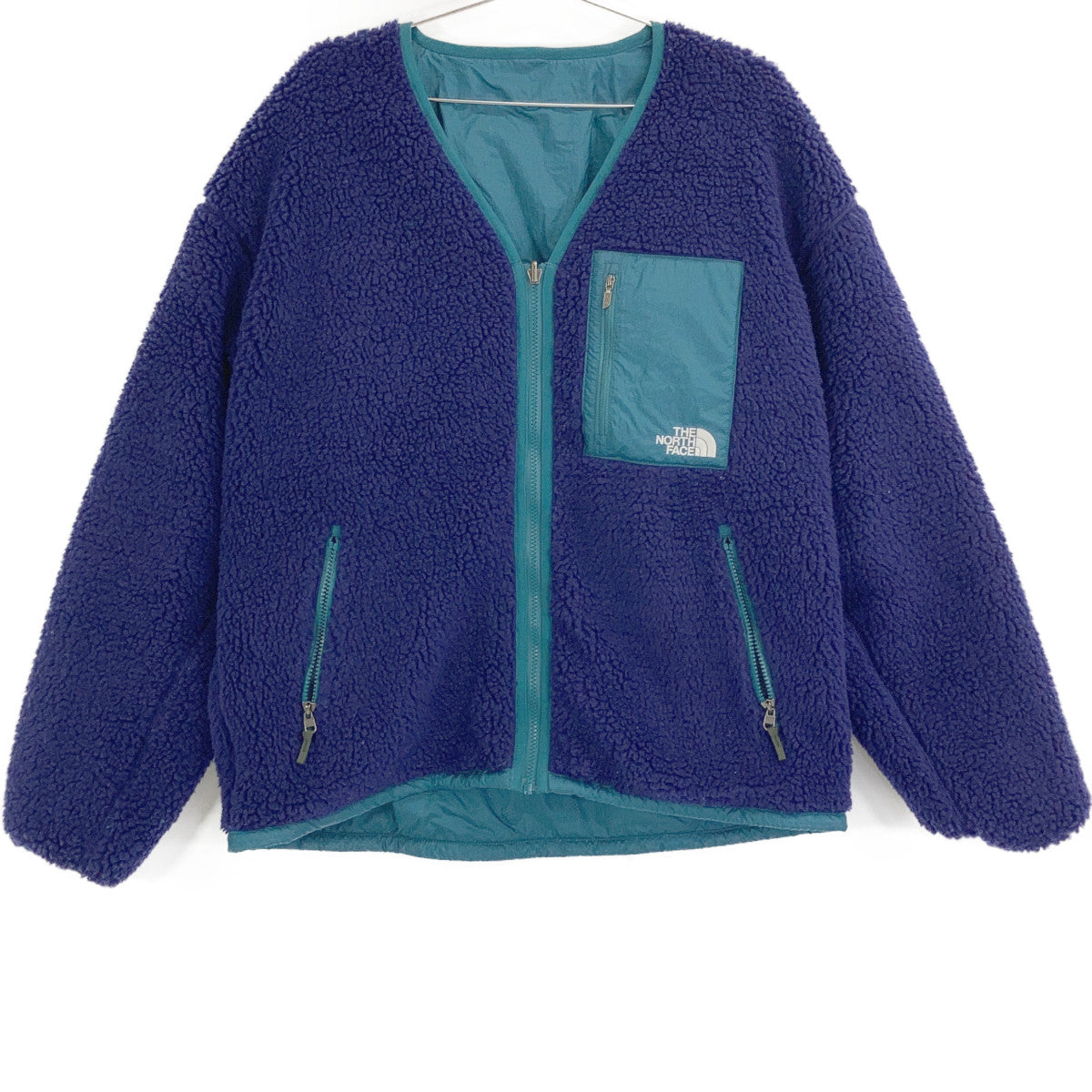 Turquoise/Purple Reversible Extreme Pile Cardigan Jacket L Men's