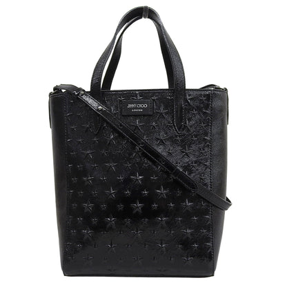 JIMMY CHOO ジミーチュウ 美品 ペガシS パテント エンボス加工 2WAYバッグ ハンドバッグ レディース ブラック ハンドバッグ