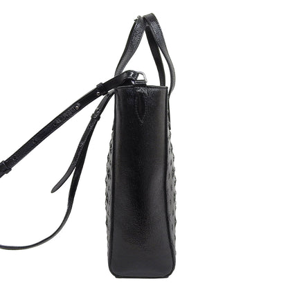 JIMMY CHOO ジミーチュウ 美品 ペガシS パテント エンボス加工 2WAYバッグ ハンドバッグ レディース ブラック ハンドバッグ