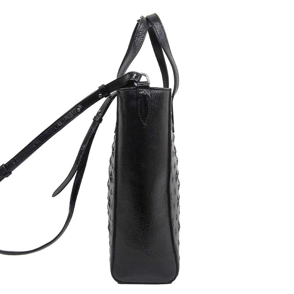 JIMMY CHOO ジミーチュウ 美品 ペガシS パテント エンボス加工 2WAYバッグ ハンドバッグ レディース ブラック ハンドバッグ