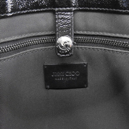 JIMMY CHOO ジミーチュウ 美品 ペガシS パテント エンボス加工 2WAYバッグ ハンドバッグ レディース ブラック ハンドバッグ