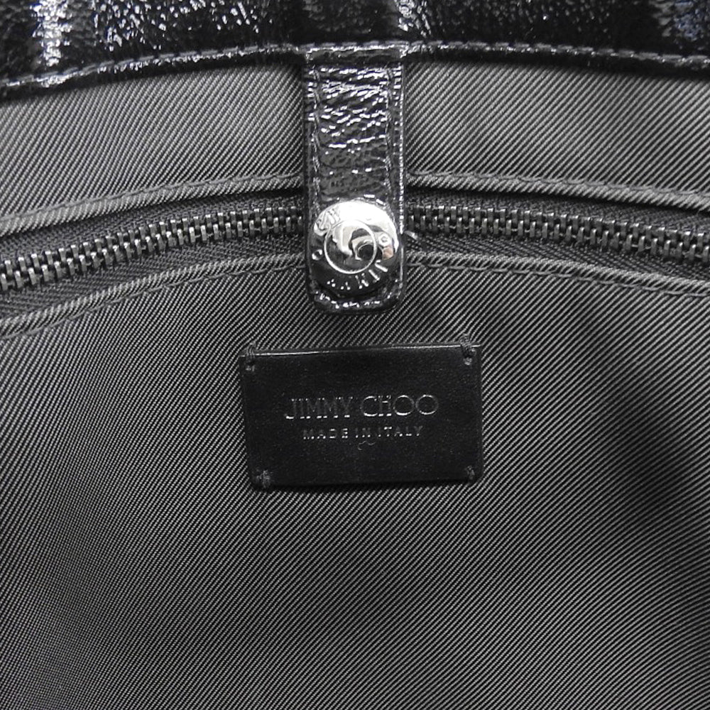 JIMMY CHOO ジミーチュウ 美品 ペガシS パテント エンボス加工 2WAYバッグ ハンドバッグ レディース ブラック ハンドバッグ