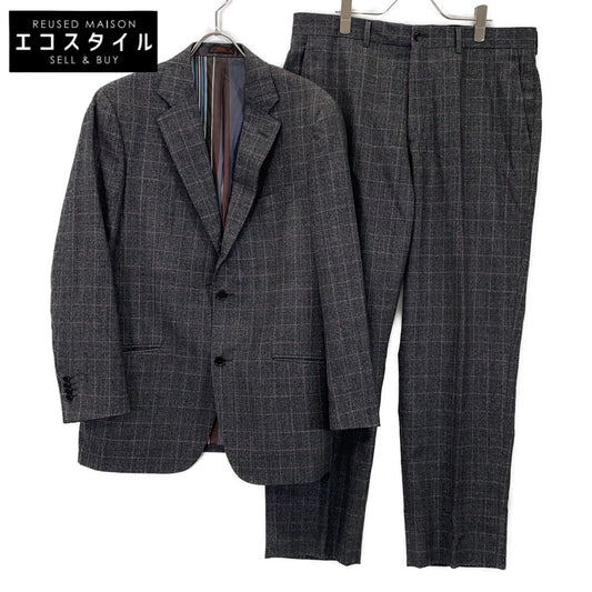ETRO エトロ チャコール グレンチェック/ウインドウペーン 10910 フラノ シングルスーツ スーツ セットアップ