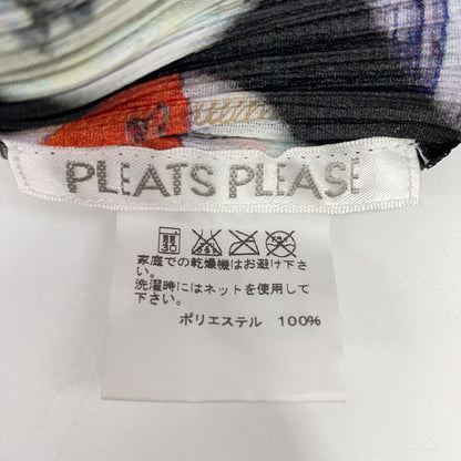 PLEATS PLEASE プリーツプリーズ ブラック 転写 PP33-JH554 ノースリーブワンピース ワンピース
